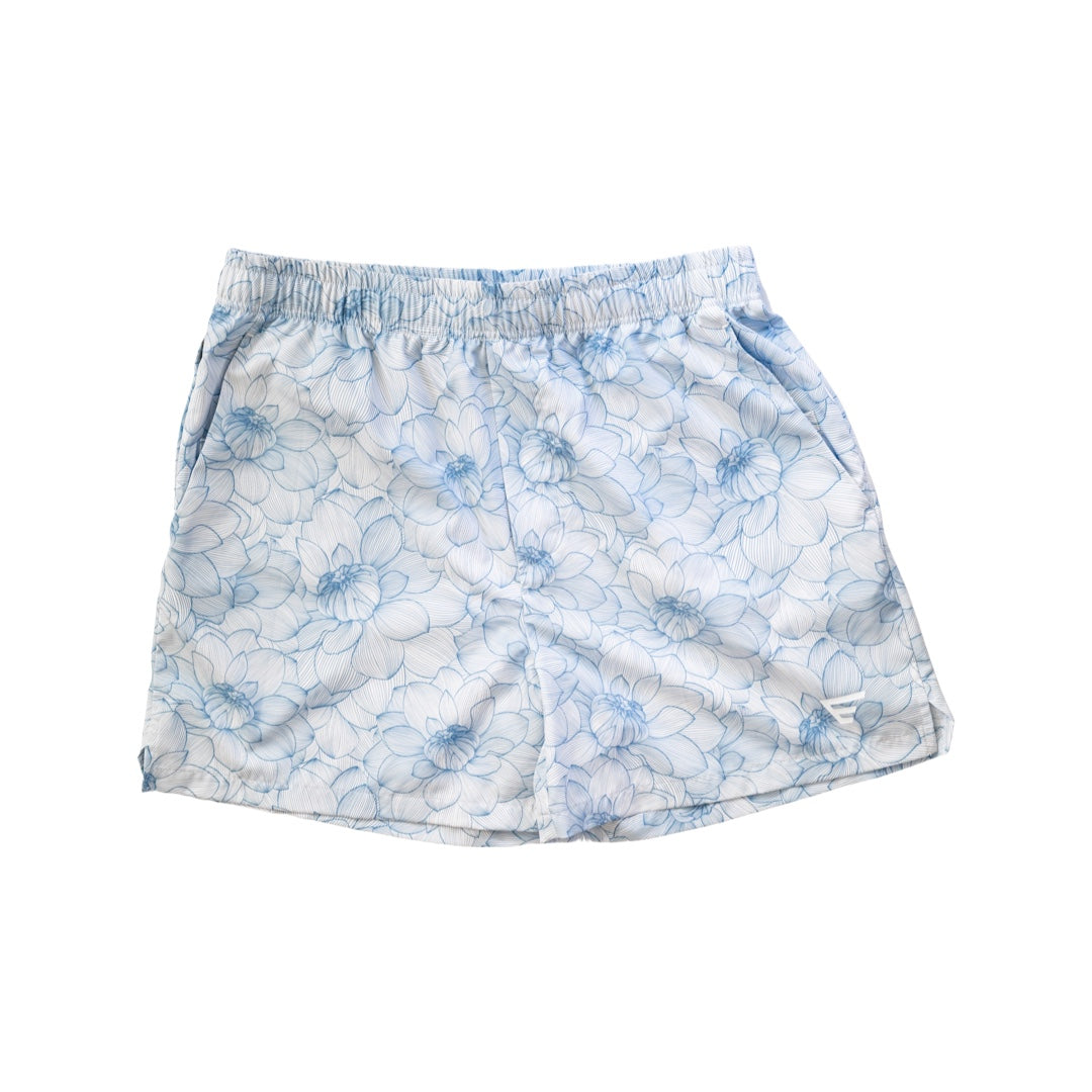 Athletic Floral 5 Inch Blue Short