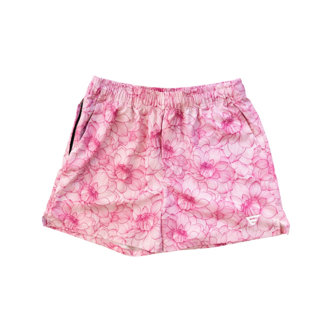 Athletic Floral 5 Inch Pink Short