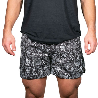 men 5 inch paisley shorts black